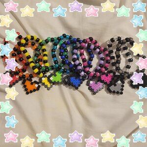 Rainbow Pixel Hearts Perler Bead Singles (Set of 10)